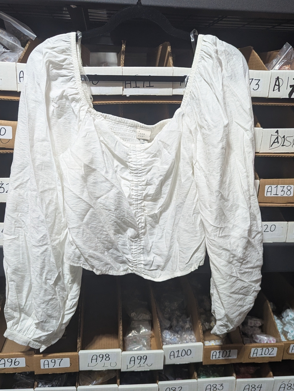a new day White Puff Sleeve Peasant Top M